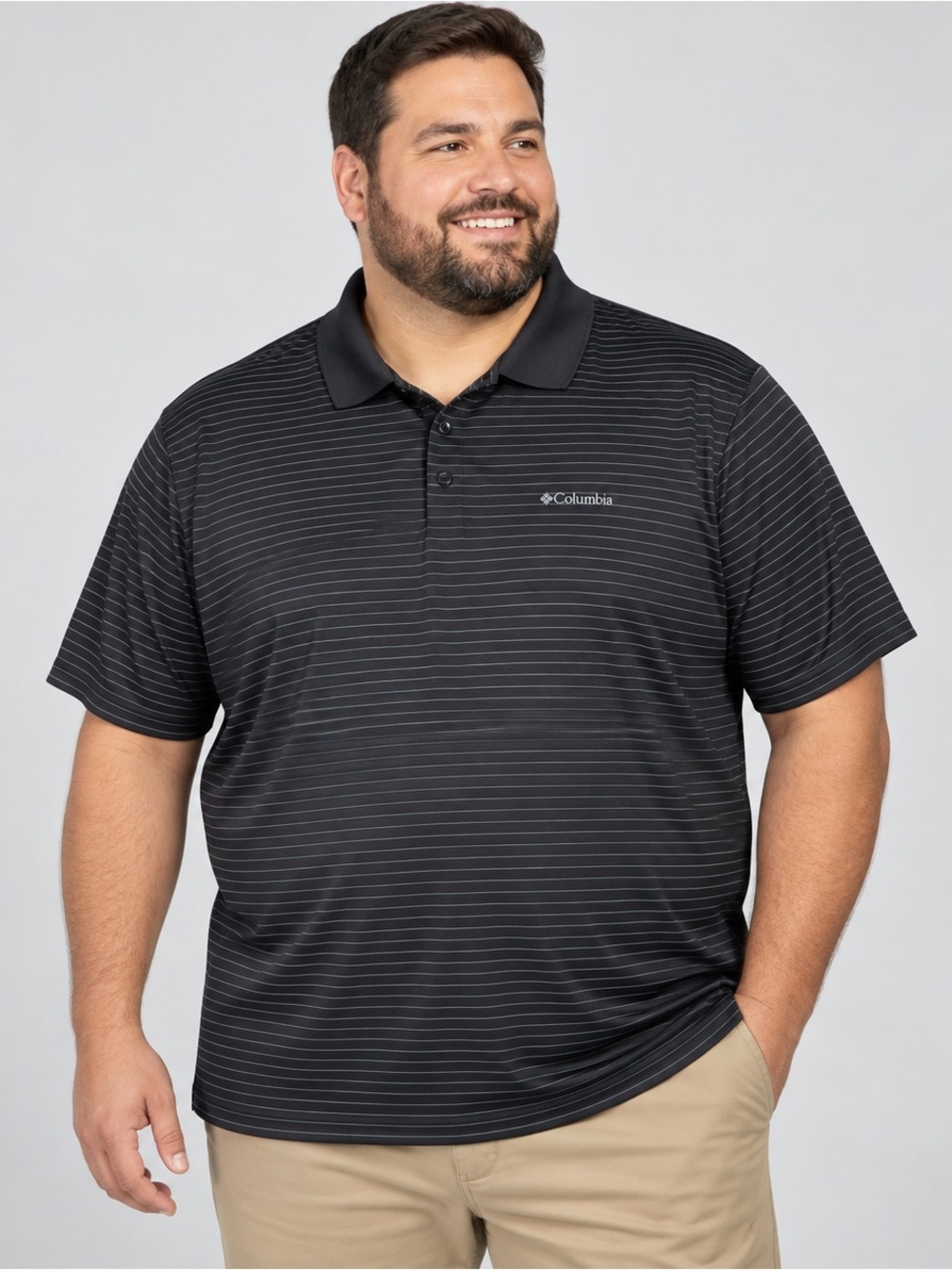 Columbia Utilizer Polo Short Mens 2X Omni Shade Wicking Black Striped